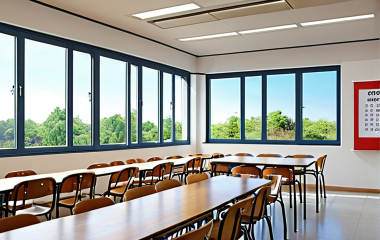 **

"Bright and spacious exam hall interior during a sunny day, featuring comfortable seating, encouraging posters on the walls. Focus on a sense of calm and focus. Add a window showing a clear blue sky. Style: realistic, photograph."

**
