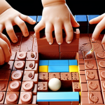 ** A colorful, playful Scratch interface with kids happily creating a brick-breaker game. Focus on the excitement and creativity.

**