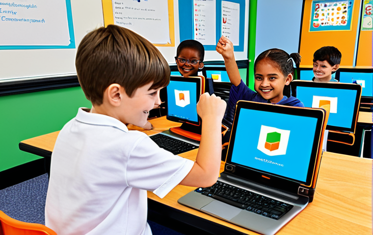 Gamified Coding Environment**

"A vibrant, playful scene depicting children (ages 8-12) enthusiastically engaged in a coding activity using Scratch. The background features colorful game elements and animated characters. The children are fully clothed in casual, comfortable attire. The setting is a bright and inviting classroom. Focus on creating a sense of fun and excitement. Perfect anatomy, correct proportions, natural pose, well-formed hands, proper finger count, natural body proportions, safe for work, appropriate content, fully clothed, family-friendly."

**
