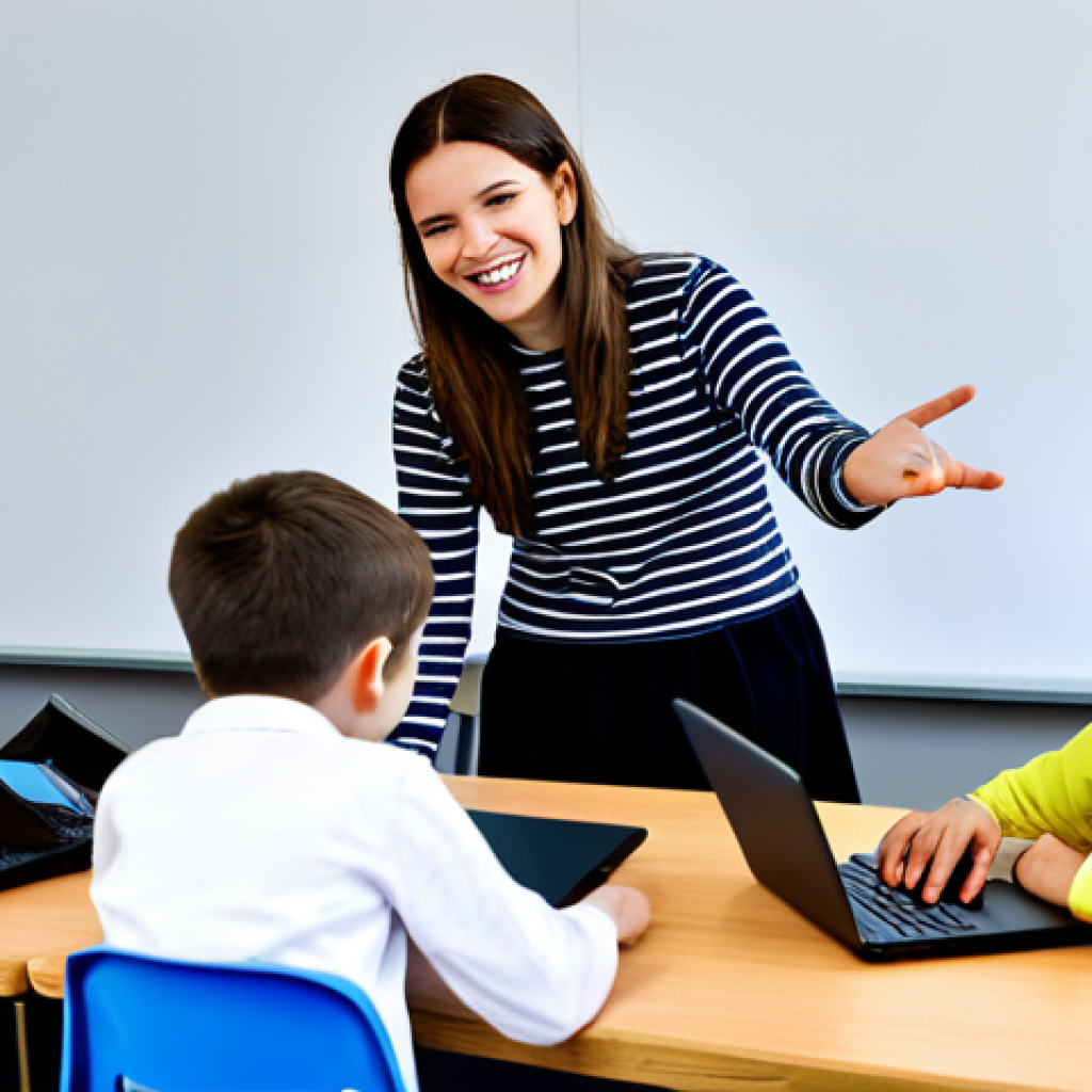 **

A professional programming education instructor, fully clothed in appropriate attire, teaching a group of children coding in a modern classroom setting. The instructor is enthusiastically explaining a concept, surrounded by engaged students working on laptops. The scene emphasizes the positive aspects of the job, such as the joy of seeing children learn and create. Safe for work, appropriate content, professional, family-friendly, perfect anatomy, natural proportions, well-formed hands, proper finger count.

**