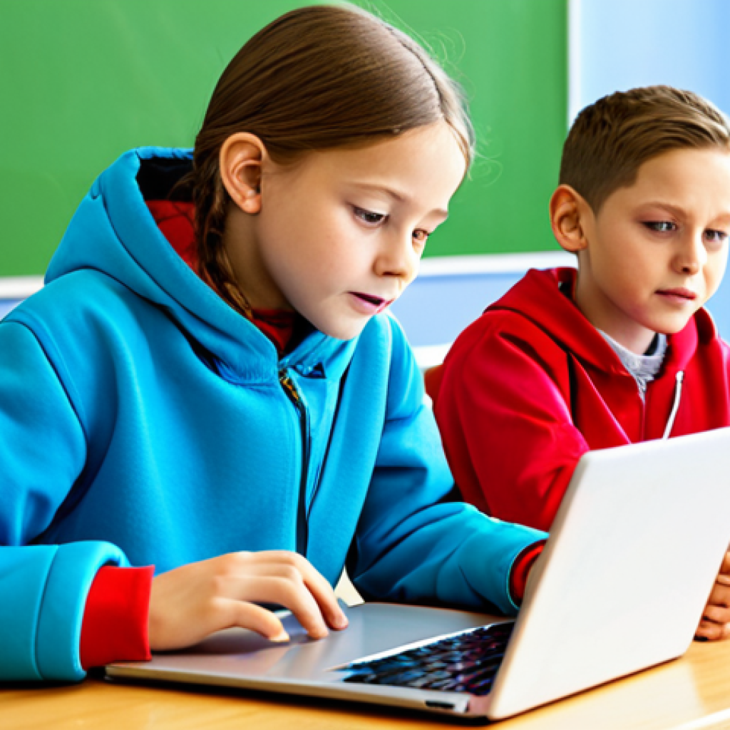 **

"A group of fully clothed children participating in a gamified coding lesson, working on laptops and tablets in a bright, colorful classroom. Safe for work, appropriate content, professional setting, modest clothing, perfect anatomy, correct proportions, well-formed hands, family-friendly."

**