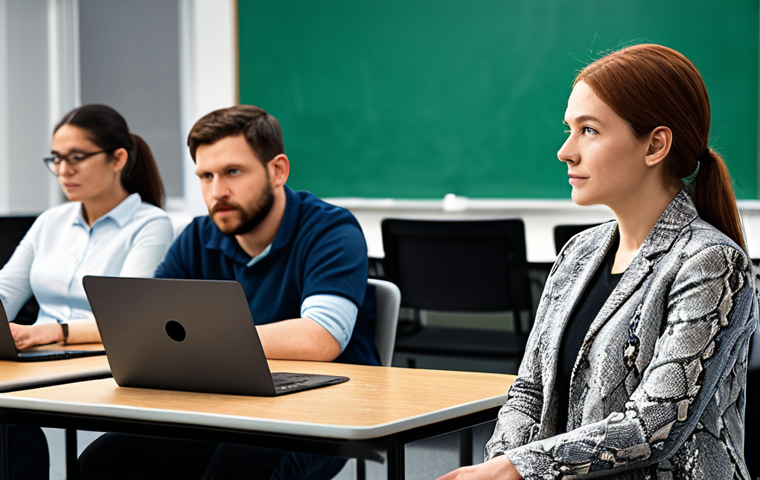 **

A classroom setting showcasing a teacher participating in a Python advanced programming workshop. Focus on the teacher actively coding on a laptop, surrounded by other instructors. Fully clothed, professional attire, well-lit training room, learning environment, safe for work, appropriate content, perfect anatomy, correct proportions, natural pose, high quality.

**