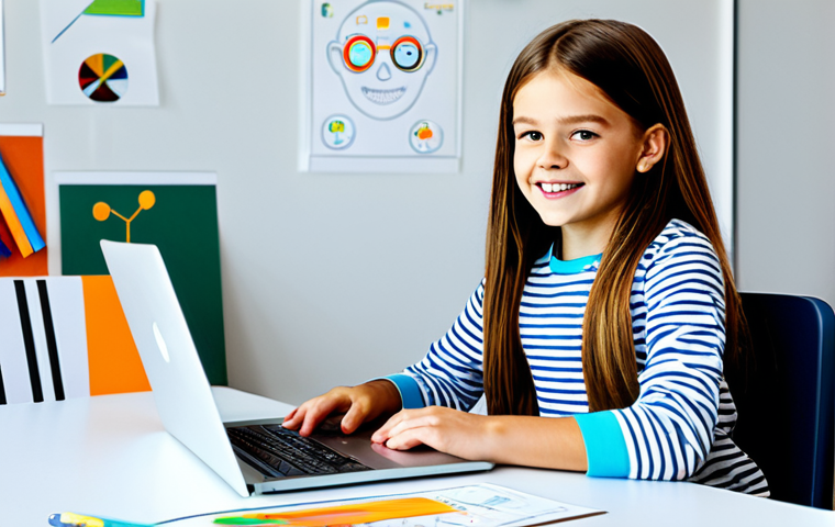 코딩교육지도사와 국제 자격증 연계 - Inspiring Young Coder**

"A bright, cheerful young girl (age 10-12) sitting at a desk with a laptop,...