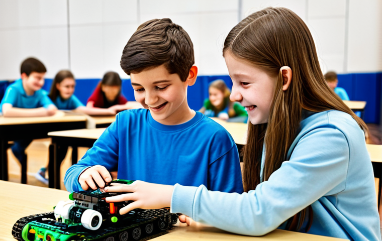코딩교육지도사와 인공지능의 교육적 활용 - AI-Powered Learning**

A young boy, about 10 years old, fully clothed in casual school attire, inter...