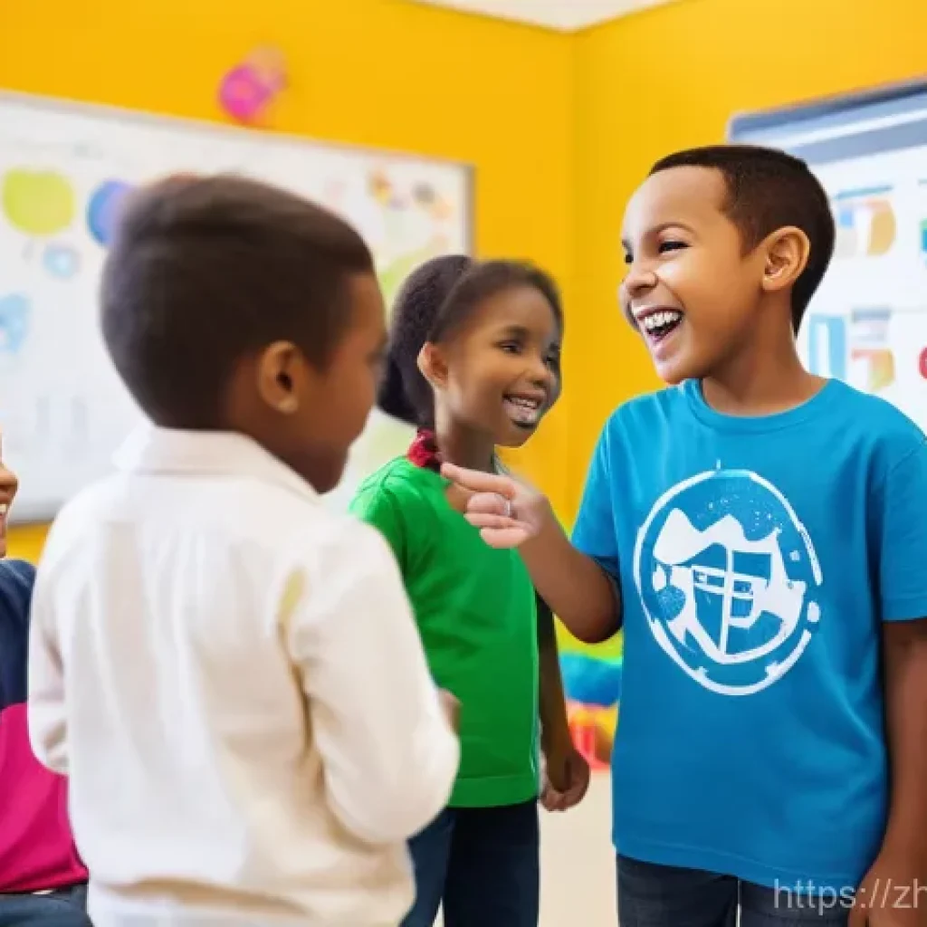 코딩교육지도사와 창의적인 학습 설계 - **Prompt:** A vibrant, close-up shot of a diverse group of 3-4 elementary school children (ages 8-11...