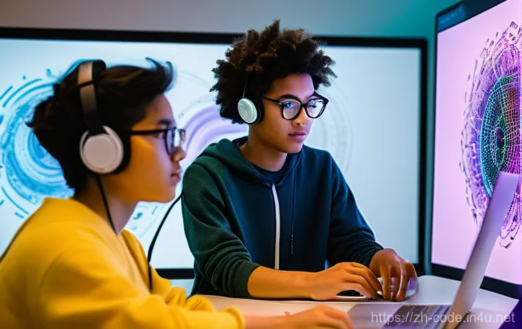코딩교육지도사 실무 프로젝트 사례 - **Prompt:** In a well-equipped, futuristic-looking makerspace or workshop, a team of diverse 13-15 y... 코딩교육지도사 실무 프로젝트 사례 - **Prompt:** In a well-equipped, futuristic-looking makerspace or workshop, a team of diverse 13-15 y...