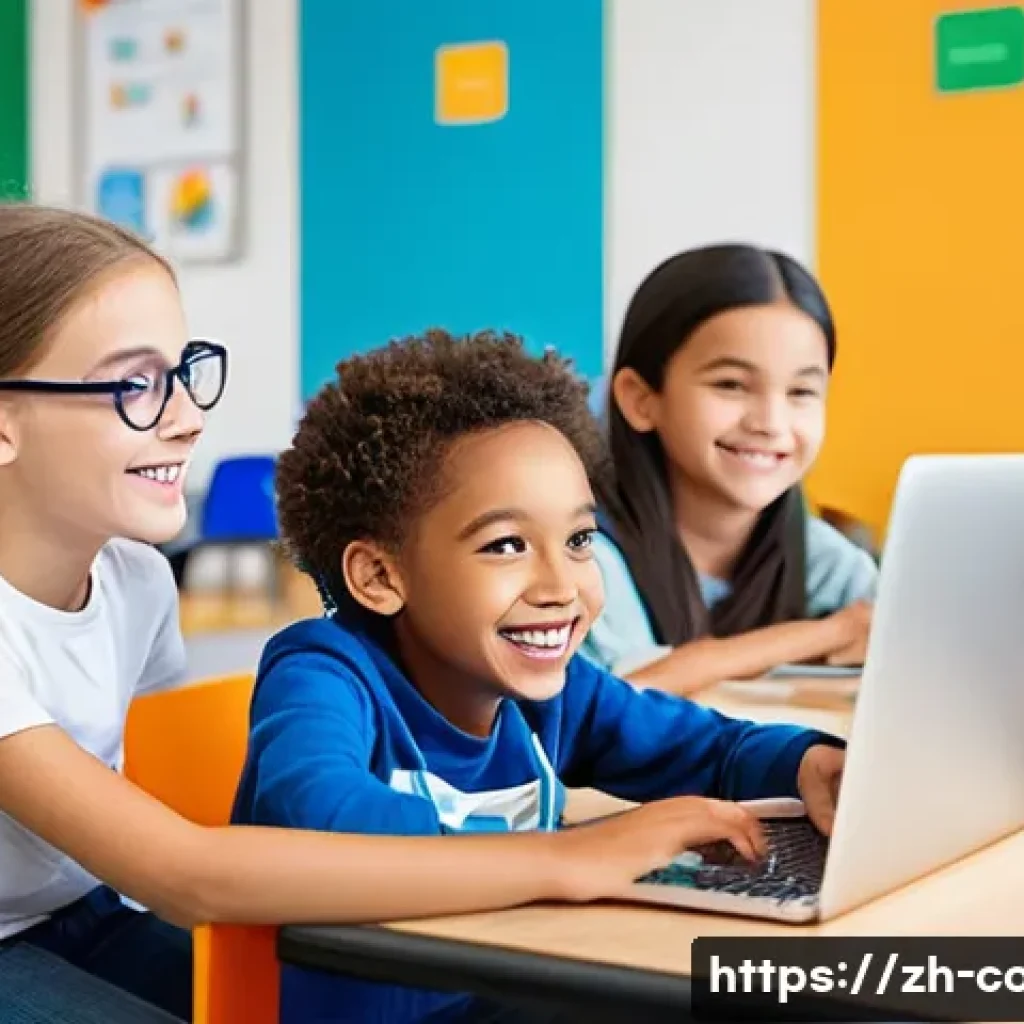 코딩교육지도사와 온라인 학습 플랫폼 추천 - **Prompt 1: Engaging Kids' Coding Class**
A brightly lit, modern classroom filled with diverse c...