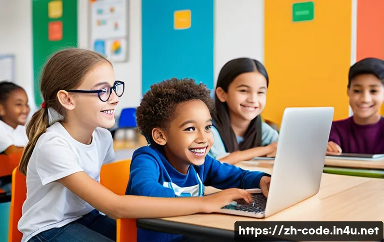 코딩교육지도사와 온라인 학습 플랫폼 추천 - **Prompt 1: Engaging Kids' Coding Class**
    A brightly lit, modern classroom filled with diverse c...