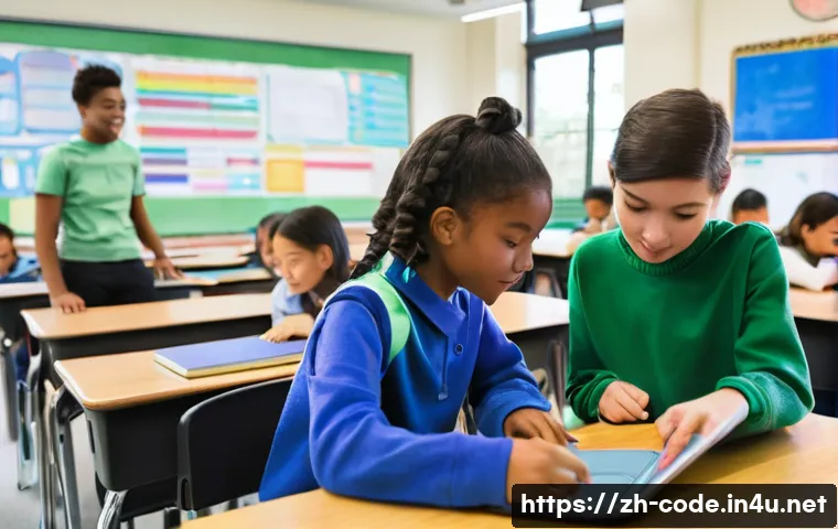 코딩교육지도사 자격증 준비를 위한 추천 사이트 - **Prompt:** A vibrant, photo-realistic image depicting a modern classroom filled with diverse elemen...