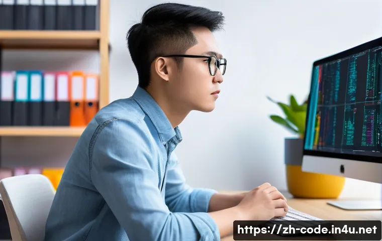 코딩교육지도사와 취업 정보 사이트 - A modern workspace scene featuring a young Chinese professional programmer, dressed in casual smart ...
