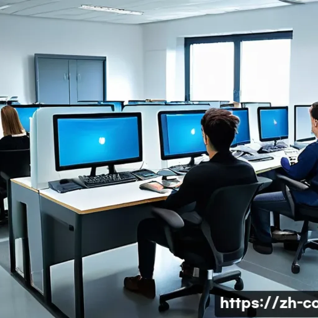 코딩교육지도사 자격증의 시험 제도 개편 소식 - A modern exam environment showcasing a diverse group of young adult candidates sitting in a spacious...