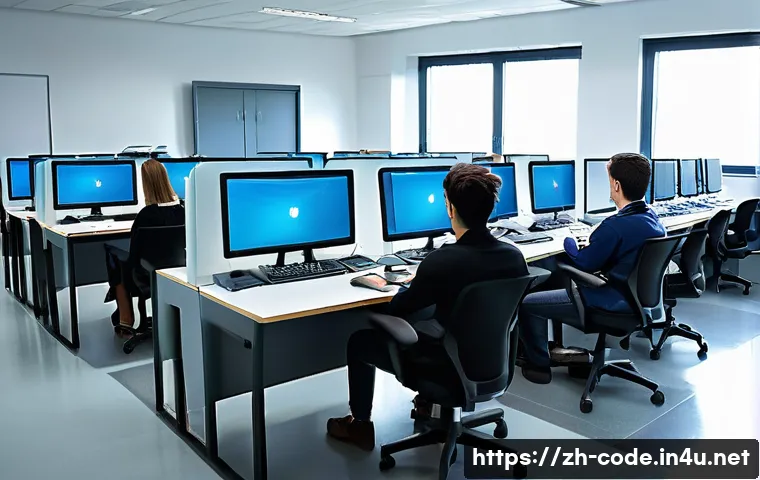 코딩교육지도사 자격증의 시험 제도 개편 소식 - A modern exam environment showcasing a diverse group of young adult candidates sitting in a spacious...