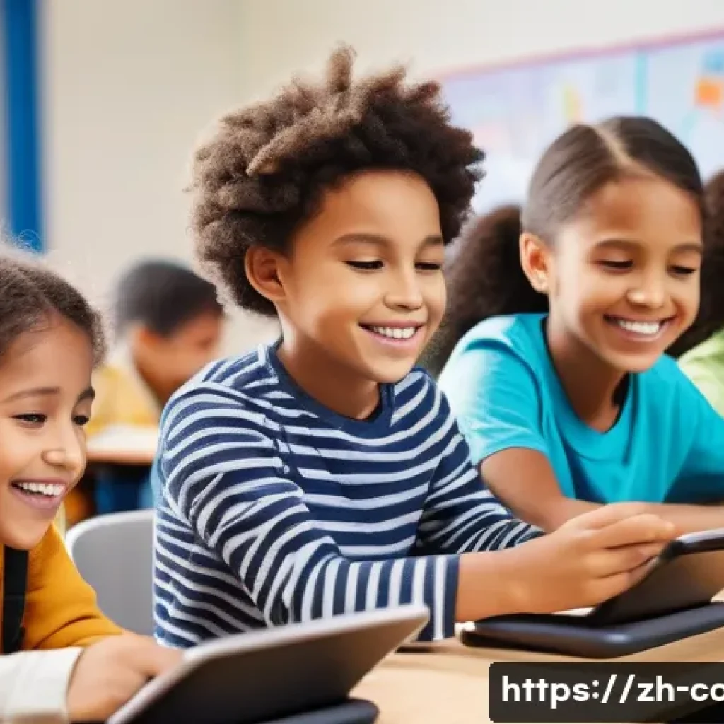 코딩교육지도사와 코딩 교육 교구 리뷰 - A bright and colorful classroom scene featuring diverse elementary-age children eagerly engaged in a...