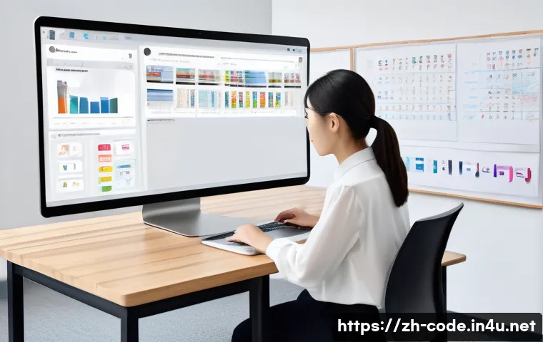 코딩교육지도사로서 교육 이력을 관리하는 방법 - A modern digital classroom scene showing a young Chinese teacher efficiently managing teaching recor...