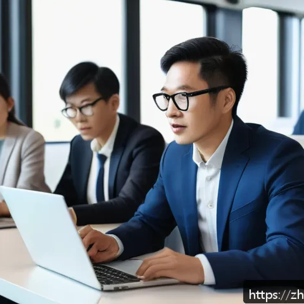코딩교육지도사 자격증의 가산점 활용 방법 - A professional coding instructor leading a dynamic corporate training session in a modern office set...