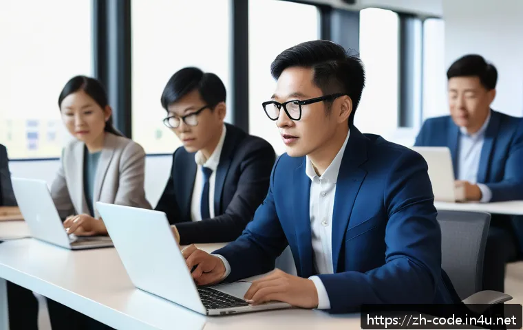 코딩교육지도사 자격증의 가산점 활용 방법 - A professional coding instructor leading a dynamic corporate training session in a modern office set...