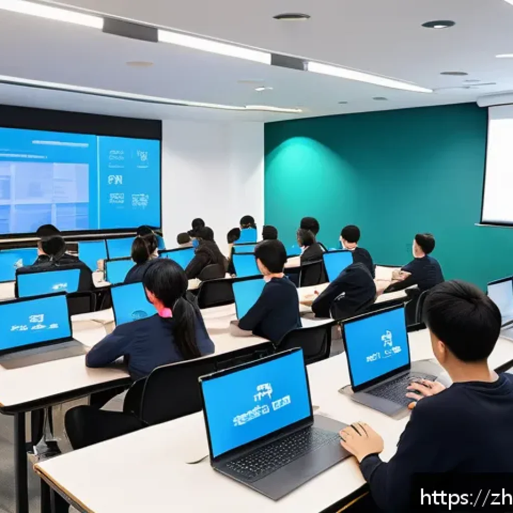 코딩교육지도사로서 대규모 강의 준비 사례 - A modern classroom setting focused on a large programming course framework design, featuring a diver...