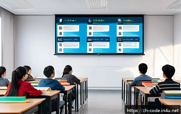 코딩교육지도사와 교육 자료의 저작권 - A modern classroom scene in a Chinese university setting, featuring a diverse group of adult student...